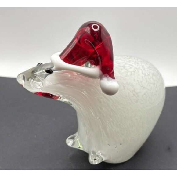Vintage Murano Style Art Glass Christmas Mouse Hand Made - Picture 1 of 9